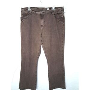 Y2K Vintage DG2 Diane Gilman Brown Flare Leg Jeans Size 18WP Boho Western